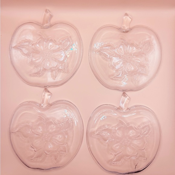 (4) Vintage 50s Hazel Atlas Orchard Apple Blossom Clear Glass Bread 6.25” Plates - Picture 7 of 9